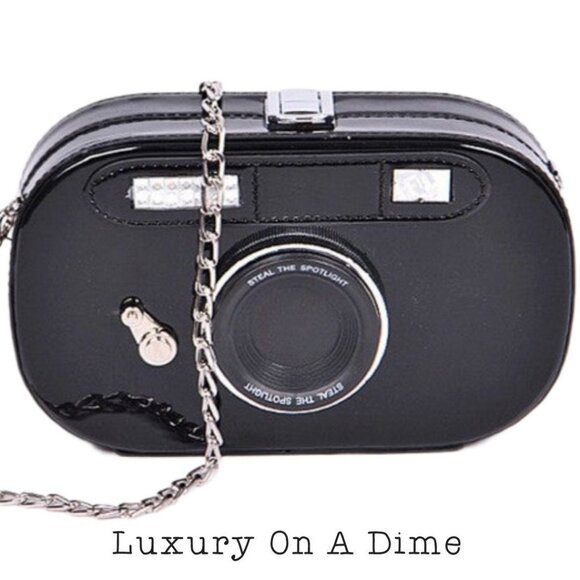 Vintage Camera Iconic Retro Purse Convertible Bag Clutch Crossbody Novelty Gold - Picture 8 of 12